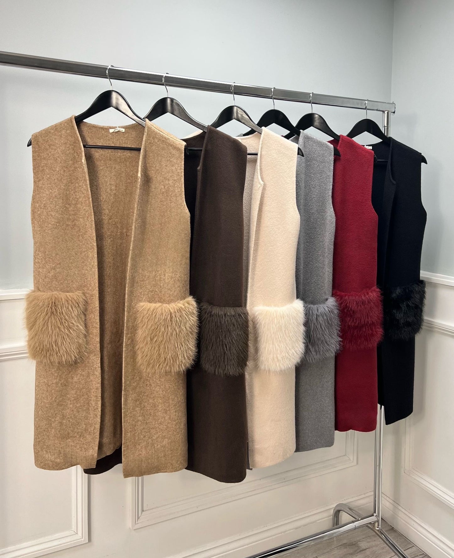 FAUX FUR POCKET GILET