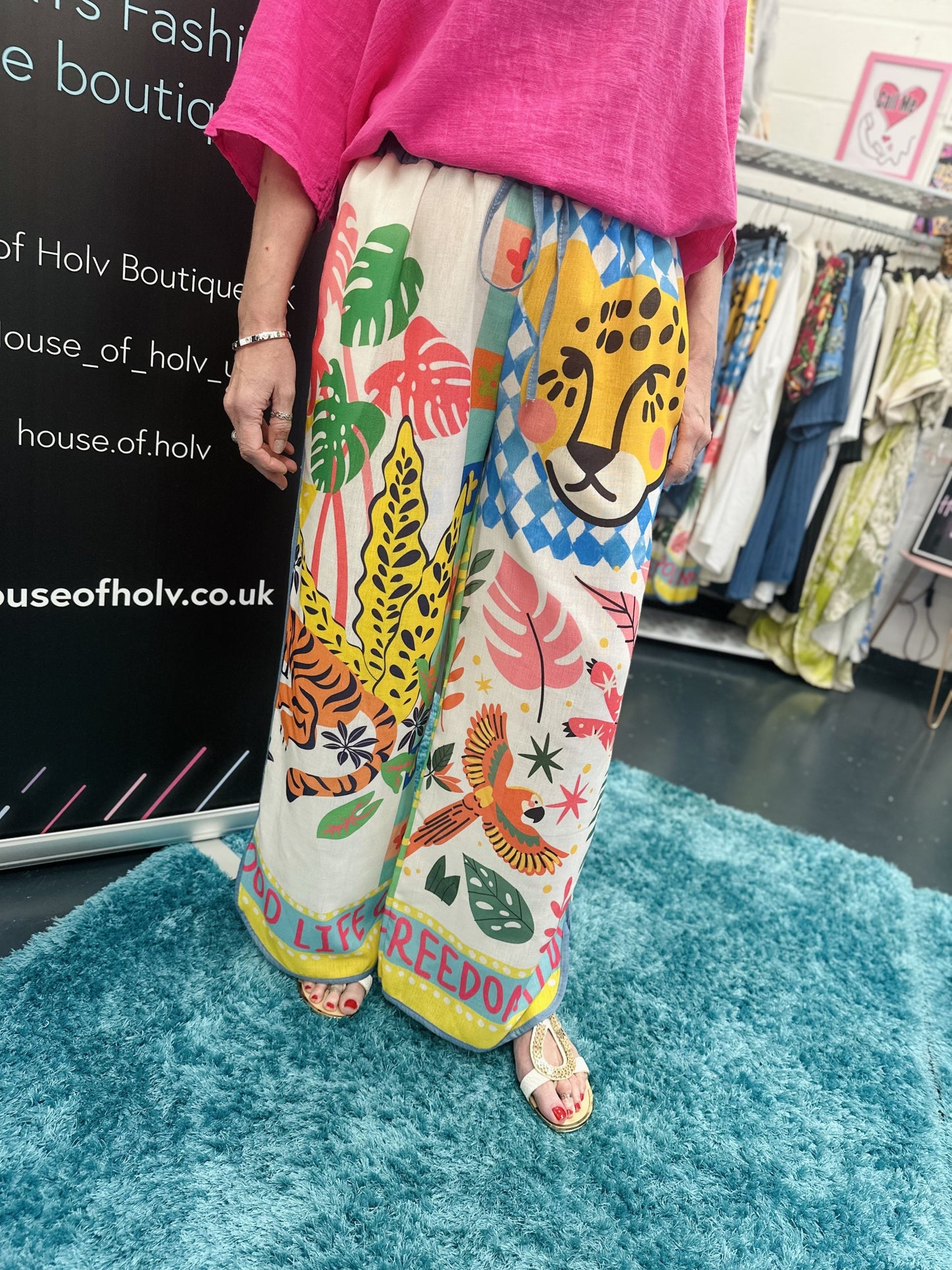 THE POLLY WIDE LEG MULTI PATTERN TROUSERS