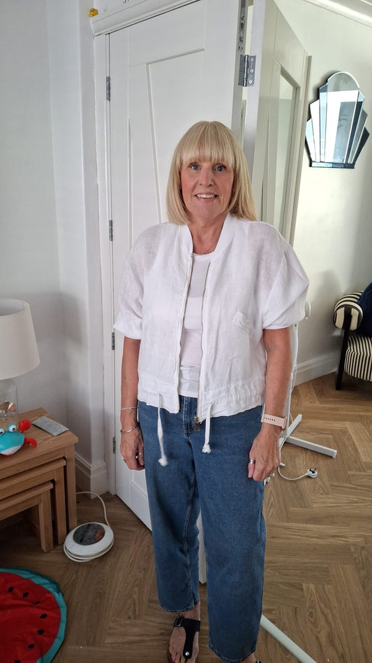 NENNA LINEN BOMBER JACKET
