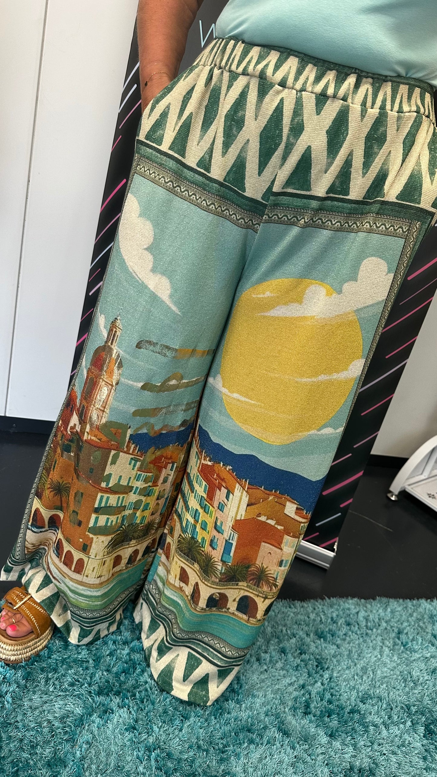 FRIDA-LEOPARD PALM- BLUE MOJITO - NAMES TROUSERS