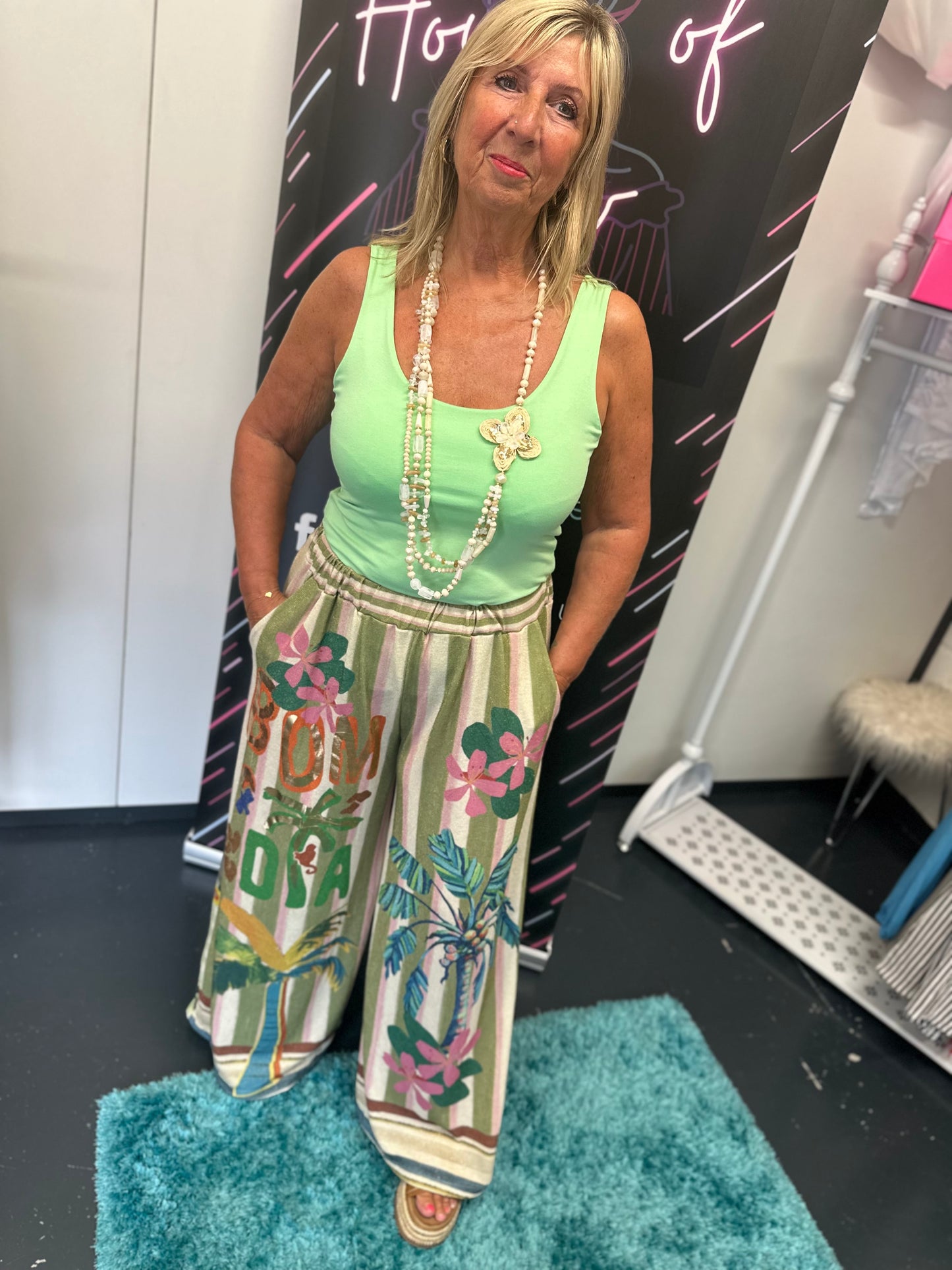 FRIDA-LEOPARD PALM- BLUE MOJITO - NAMES TROUSERS