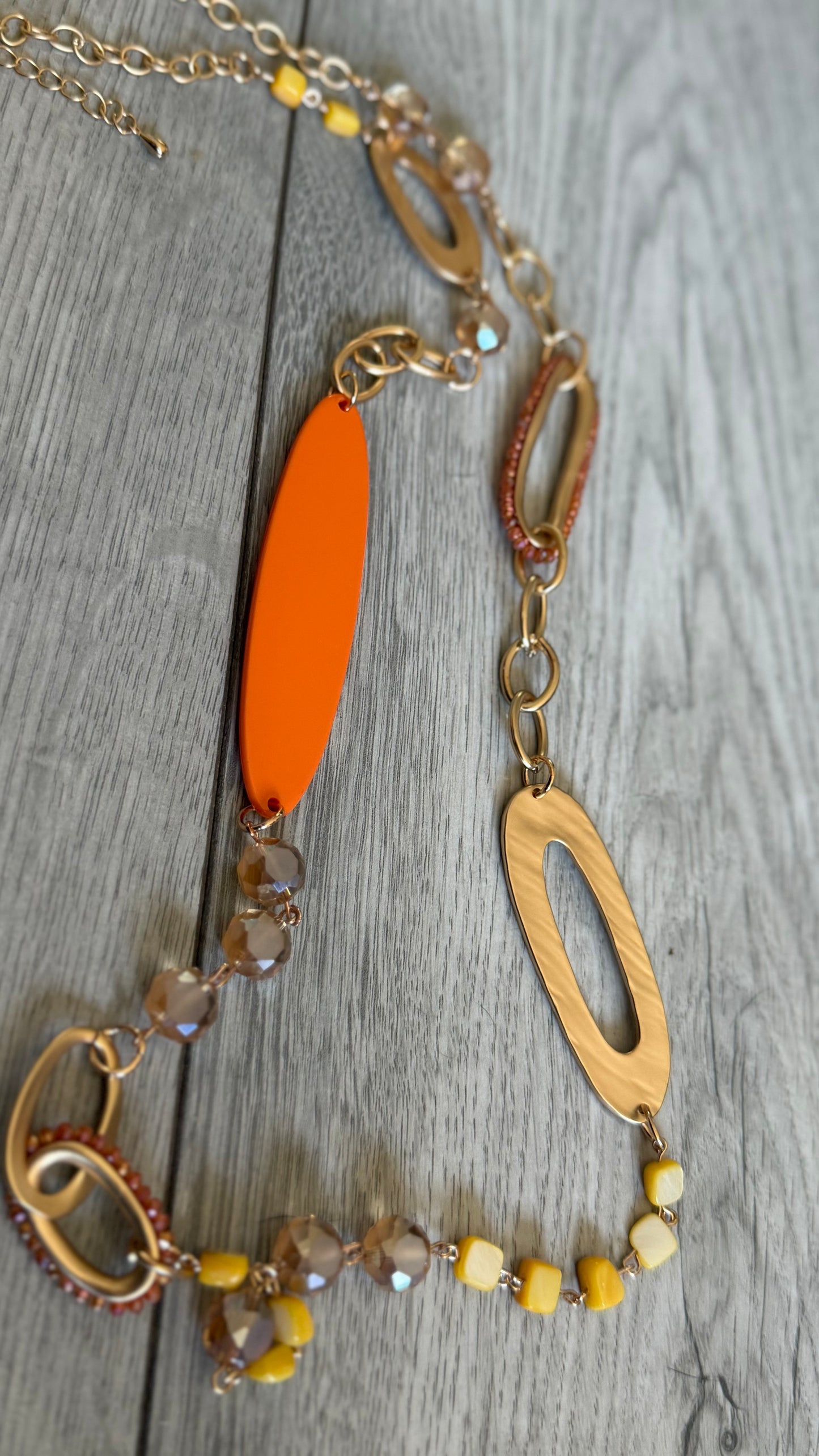 ORANGE LEMON AND CRYSTAL NECKLACE