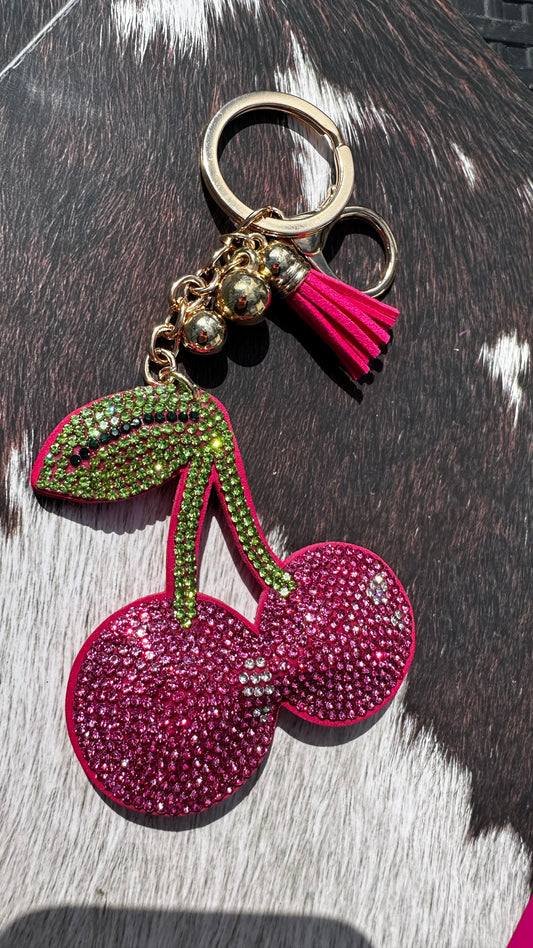 CHERRY SPARKLE KEYCHAIN