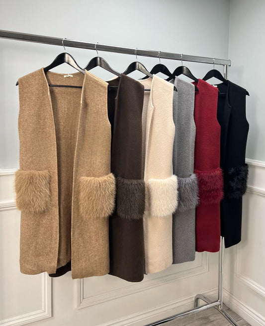 FAUX FUR POCKET GILET
