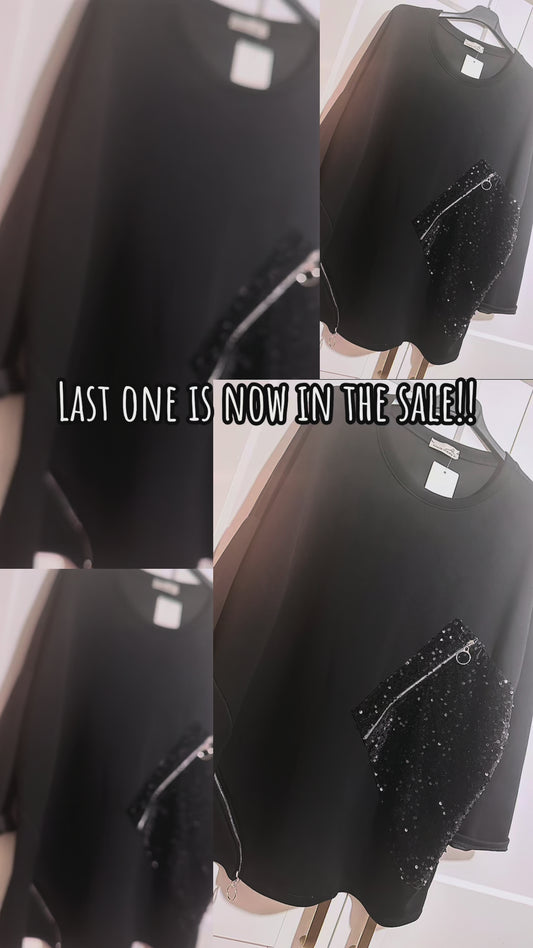 ALEXIS PATCH SEQUIN TOP WITH ZIP