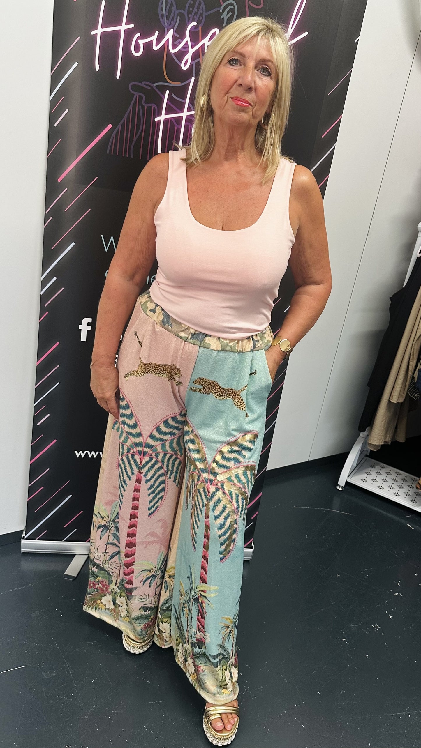 FRIDA-LEOPARD PALM- BLUE MOJITO - NAMES TROUSERS